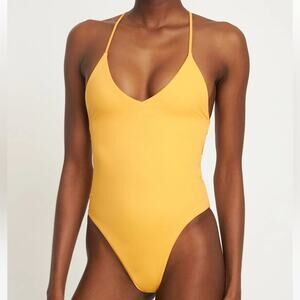 Dos Gardenias One Piece Swimsuit Yellow Size 2 New Retails $195 Soft Luxe